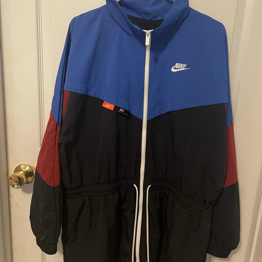 Nike Black and Blue Windbreaker with Red Accents